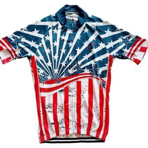 Mens Cycling Jersey American Flag Stars & Stripes Design By Teleyi Pro Team
